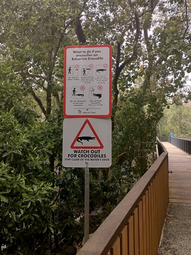 Znak ostrzegający przed krokodylami